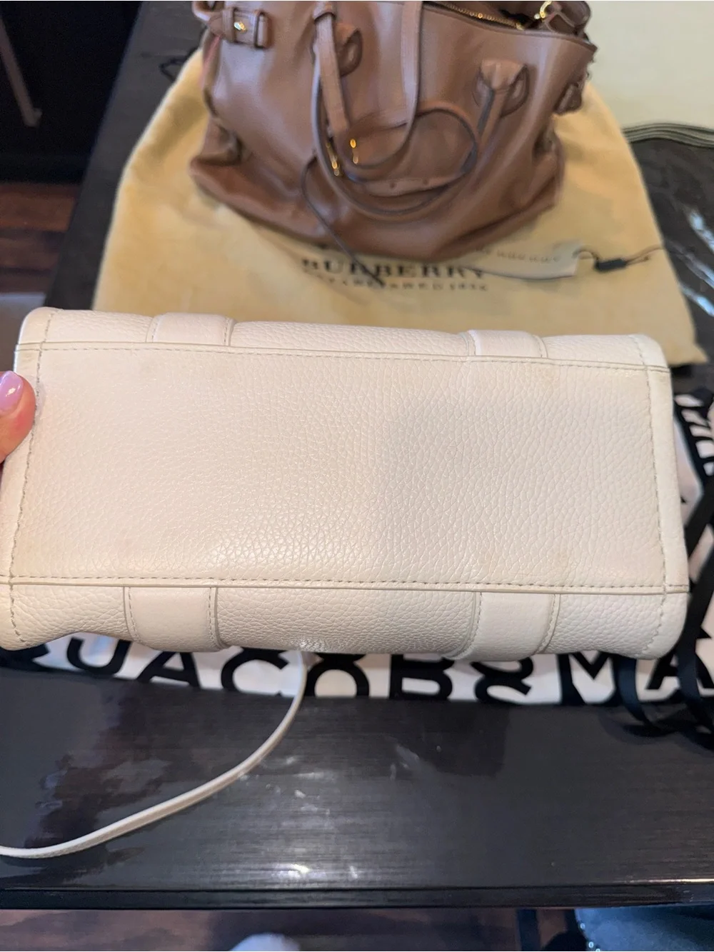 Marc Jacobs Cream The Tote Bag Pebbled Leather
